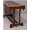 Image 2 : English two drawer library table brass rail