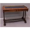 Image 8 : English two drawer library table brass rail