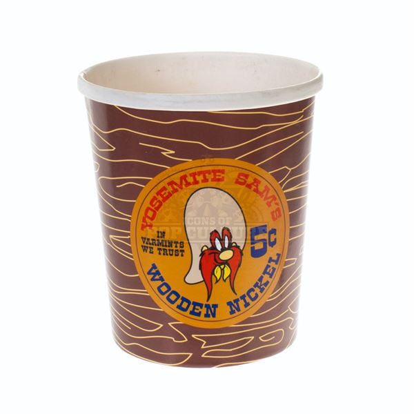 Looney Tunes Back in Action Wooden Nickel Casino Chip Cup A533