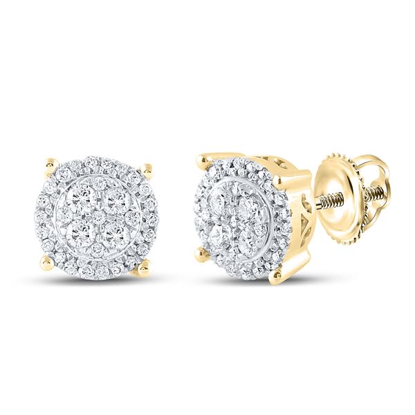Diamond Cluster Earrings 1/4 Cttw 10kt Yellow Gold