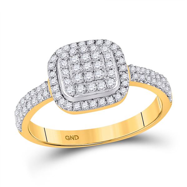 Diamond Square Cluster Ring 1/2 Cttw 10kt Yellow Gold