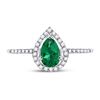 Image 2 : Pear Lab-Created Emerald Solitaire Ring 1 Cttw 10kt White Gold