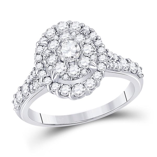 Diamond Oval Bridal Wedding Engagement Ring 1-1/5 Cttw 10kt White Gold