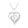 Image 1 : Diamond Double Nested Heart Pendant 1/10 Cttw Sterling Silver