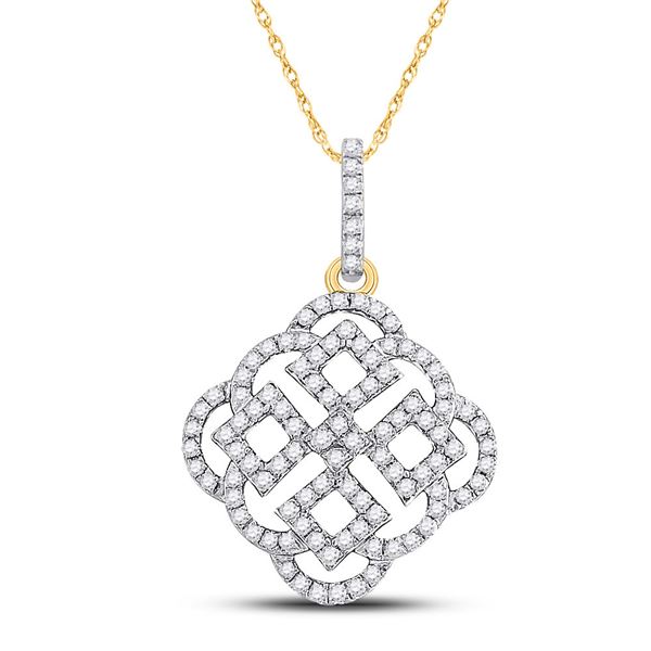 Diamond Offset Square Pendant 1/2 Cttw 10kt Yellow Gold