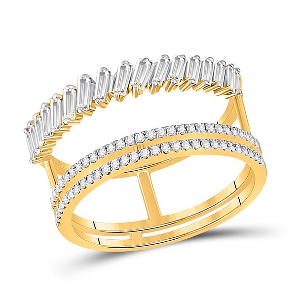 Baguette Diamond Modern Negative Space Ring 5/8 Cttw 14kt Yellow Gold
