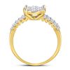 Image 4 : Diamond Flower Cluster Ring 1 Cttw 14kt Yellow Gold
