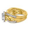 Image 4 : Diamond Cluster Bridal Wedding Ring Band Set 1 Cttw 14kt Yellow Gold