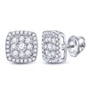 Image 1 : Diamond Square Cluster Earrings 3/4 Cttw 14kt White Gold