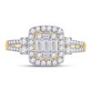 Image 2 : Baguette Diamond Square Cluster Ring 3/4 Cttw 14kt Yellow Gold