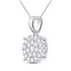 Image 2 : Diamond Cluster Pendant 2 Cttw 10kt White Gold