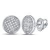 Image 1 : Mens Diamond Circle Disk Cluster Earrings 1/8 Cttw 10kt White Gold