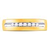 Image 2 : Mens Machine Set Diamond Wedding Channel Band Ring 1/4 Cttw 14kt Yellow Gold