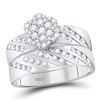 Image 2 : His Hers Diamond Cluster Matching Wedding Set 7/8 Cttw 14kt White Gold