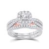 Image 1 : Princess Diamond Bridal Wedding Ring Band Set 1 Cttw 14kt Two-tone Gold