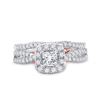 Image 2 : Princess Diamond Bridal Wedding Ring Band Set 1 Cttw 14kt Two-tone Gold