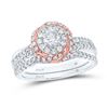 Image 1 : Diamond Bridal Wedding Ring Band Set 1 Cttw 14kt Two-tone Gold