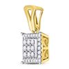 Image 2 : Diamond Square Cluster Pendant 1/4 Cttw 14kt Yellow Gold