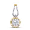 Image 1 : Diamond Halo Solitaire Pendant 1/2 Cttw 14kt Yellow Gold