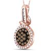 Image 2 : Brown Diamond Circle Cluster Pendant 3/8 Cttw 14kt Rose Gold