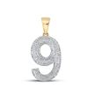 Image 1 : Mens Diamond Number 9 Charm Pendant 5/8 Cttw 10kt Yellow Gold