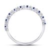 Image 3 : Blue Sapphire Diamond Stackable Band Ring 1/5 Cttw 10kt White Gold