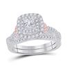 Image 1 : Princess Diamond Bridal Wedding Ring Band Set 1 Cttw 14kt Two-tone Gold