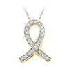 Image 1 : Diamond Ribbon Awareness Symbol Pendant 1/10 Cttw 10k Yellow Gold