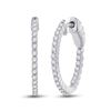 Image 1 : Diamond Single Row Hoop Earrings 1/2 Cttw 14kt White Gold