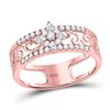 Image 1 : Marquise Diamond Cluster Curl Scroll Band Ring 1/2 Cttw 14kt Rose Gold