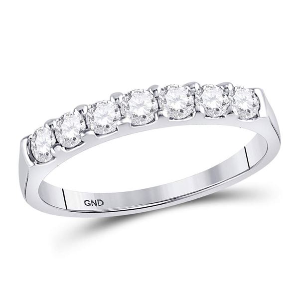 Diamond Single Row Wedding Band 1/2 Cttw 14kt White Gold