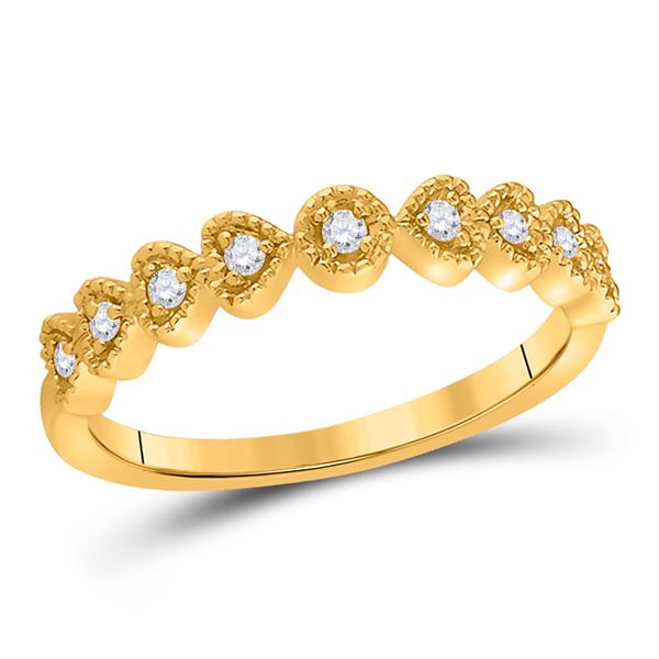 Diamond Heart Stackable Band Ring 1/10 Cttw 14kt Yellow Gold