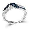 Image 1 : Blue Color Enhanced Diamond Fashion Ring 1/5 Cttw 10kt White Gold
