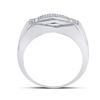Image 3 : Sterling Silver Mens Diamond Cluster Ring 1/5 Cttw Sterling Silver