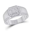 Image 1 : Baguette Diamond Octagon Cluster Ring 1/2 Cttw 14kt White Gold