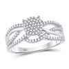 Image 1 : Diamond Woven Strand Cluster Ring 1/3 Cttw 10kt White Gold