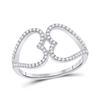 Image 1 : Diamond Negative Space Heart Ring 1/5 Cttw 10kt White Gold