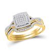 Image 1 : Diamond Square Bridal Wedding Ring Band Set 1/3 Cttw 10kt Yellow Gold