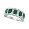 Image 1 : Oval Emerald Band Ring 2-3/8 Cttw 18kt White Gold