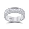 Image 1 : Mens Machine Set Princess Diamond Wedding Channel Band Ring 1-1/2 Cttw 14kt White Gold