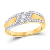 Image 1 : Mens Diamond 3-stone Wedding Ring 1/2 Cttw 10kt Two-tone Gold