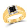 Image 1 : Mens Black Color Enhanced Diamond Square Cluster Ring 3/8 Cttw 10kt Yellow Gold