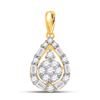 Image 1 : Diamond Teardrop Cluster Pendant 1/2 Cttw 14kt Yellow Gold