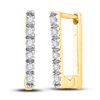 Image 1 : Diamond Rectangle Notched-post Hoop Earrings 1/20 Cttw 10kt Yellow Gold