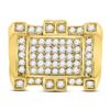 Image 2 : Mens Diamond Square Cluster Ring 1-1/2 Cttw 10kt Yellow Gold