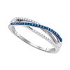 Image 1 : Blue Color Enhanced Diamond Band Ring 1/6 Cttw 10kt White Gold