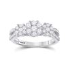 Image 1 : Diamond Triple Flower Cluster Ring 1 Cttw 14kt White Gold