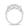 Image 3 : Diamond Triple Flower Cluster Ring 1 Cttw 14kt White Gold