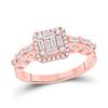 Image 1 : Baguette Diamond Square Cluster Ring 5/8 Cttw 14kt Rose Gold