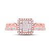 Image 2 : Baguette Diamond Square Cluster Ring 5/8 Cttw 14kt Rose Gold